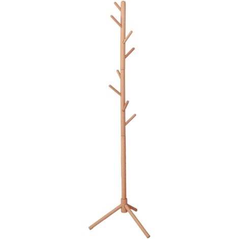Perchero de Pie, Mueble de Entrada 8 Colgadores Reki Madera de Haya y Montaje Fácil Roble 44x172x44 cm