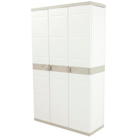 Armario de 3 Puertas con escobero 105 cm Titanium Plastiken Beige