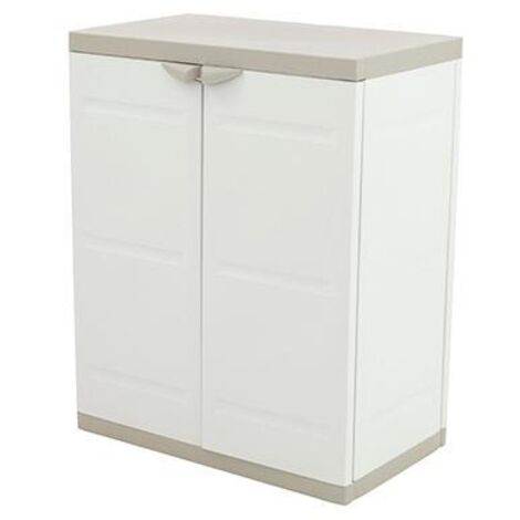 Armario 2 Puertas y 2 Estantes Internos, Armario Bajo de Exterior, Armario de Resina Titanium Beige 70x88x41 cm