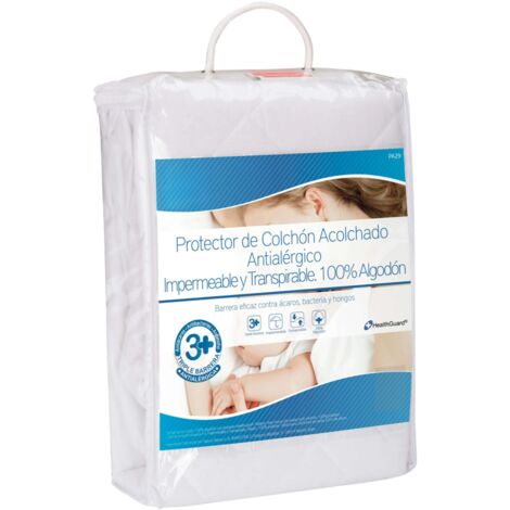 Protecto de Colchón 105x190 cm con Triple Barrera Impermeable en Color Blanco Altura Máx 32 cm