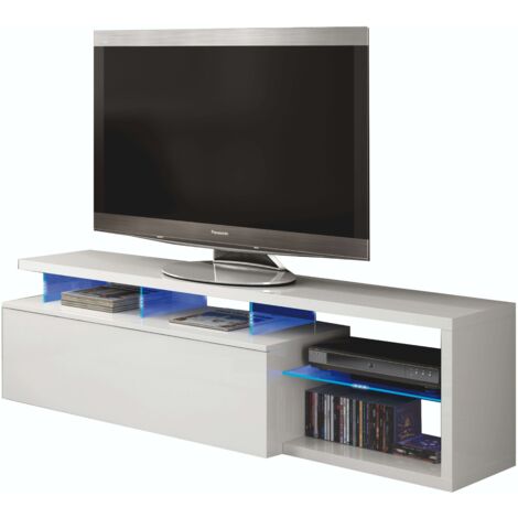 Goliraya Mueble para TV Aglomerado Mesa para TV para Sal/ón Dormitorio con 2 Cajones y 1 Compartimento Negro Brillante 80x34x36 cm