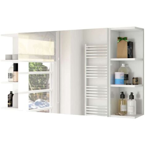 Estantería Auxiliar Rinconera Noa para baño Estilo Contemporáneo en Color Blanco Brillo 65x20x21 cm