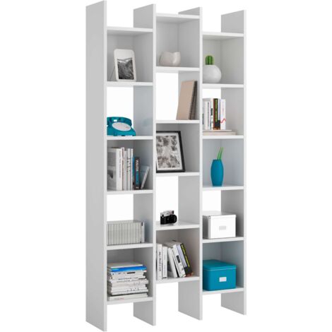 Estantería o librería de diseño irregular de gran capacidad en color blanco artik 192x96x25 cm