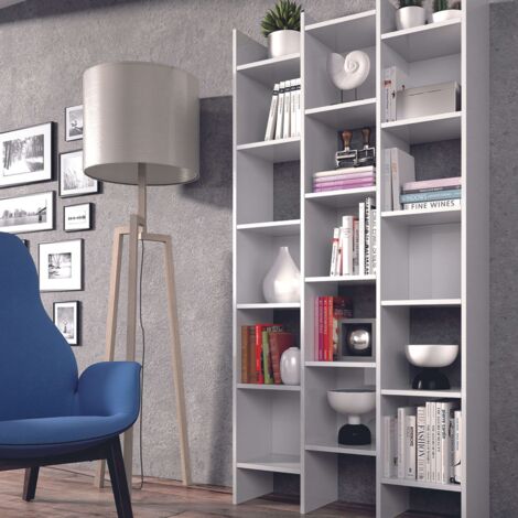 Estantería o librería de diseño irregular de gran capacidad en color blanco artik 192x96x25 cm
