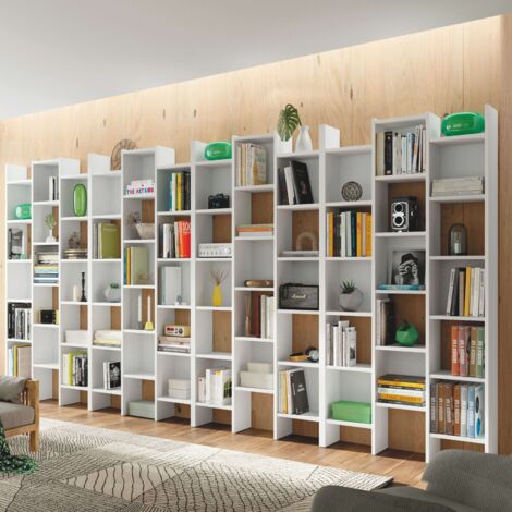 Estantería o librería de diseño irregular de gran capacidad en color blanco artik 192x96x25 cm