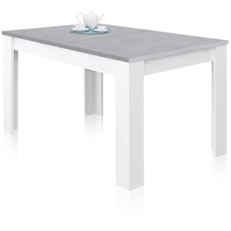 Mesa Extensible de Salón Comedor Kendra Color Blanco Artik y Cemento 140-190x90x78 cm