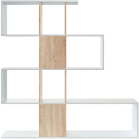 Estantería forma zig-zag en color roble canadian y blanco artik 145x28x145 cm