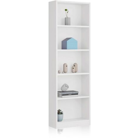 Estantería y Librería Juvenil Dormitorio Infantil I-Joy Melamina Color Blanco 52x180x25 cm
