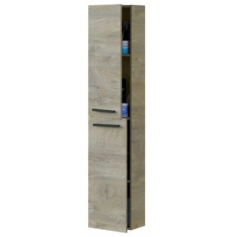 Columna baño Athena 2 puertas aseo roble alaska industrial moderno almacenaje mueble 150x30x25 cm