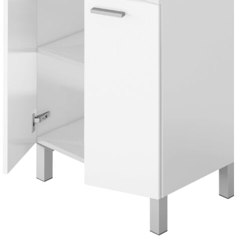 Mueble de baño Ezio Estilo Contemporáneo en Color Blanco con 2 Puertas y Espejo 60x80x45 cm (Sin lavabo)