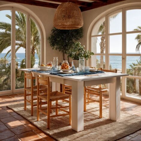 Mesa Extensible de Salón Comedor Kendra Color Blanco Brillo 140-190x90x78 cm (1/10)
