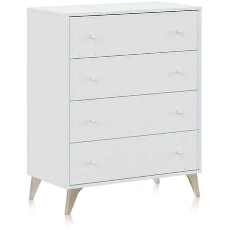 Cómoda 4 cajones Sire habitacion juvenil moderno blanco artik (mate) 95x78x40 cm