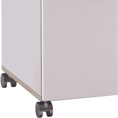 Armario auxiliar de Cocina Bajo con 2 Puertas y 1 Cajón en Color Blanco Mate y Roble estilo Nórdico 60x90x41 cm