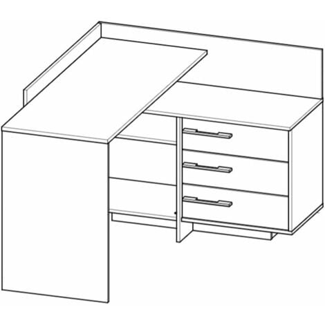 Escritorio modular con almacenaje - 4 posiciones de montaje posibles,  blanco artik-cemento