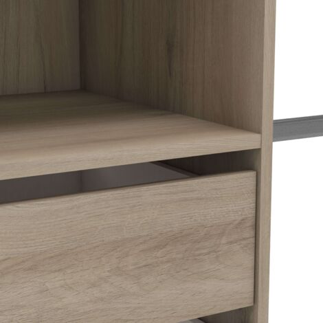 Kit de Armario 2 Barras colgadoras Columna con 4 estantes y 2 cajones habitacion Dormitorio vestidor 205x185x44 cm