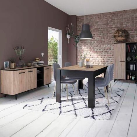 Estanteria librería Armario 1 Puerta 8 baldas Salon Comedor despacho habitacion Roble y Negro 154x83x39