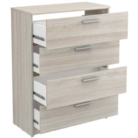 Comoda 4 cajones habitacion Dormitorio Estilo Moderno almacenaje Color Roble Shannon 81x80x38 cm