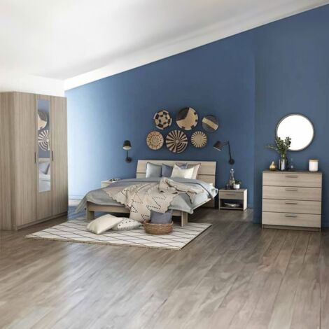 Comoda 4 cajones habitacion Dormitorio Estilo Moderno almacenaje Color Roble Shannon 81x80x38 cm