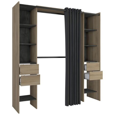 Vestidor Armario Abierto Dana Color kronberg y Sidewalk habitación Dormitorio Moderno 203x115-190x50cm