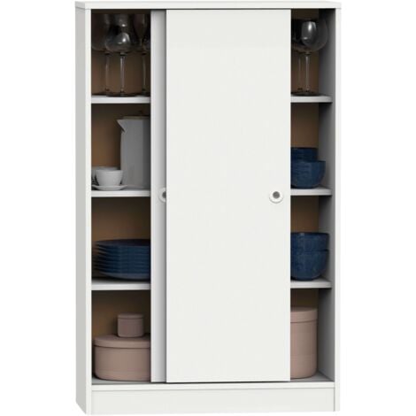 Armario Bajo Auxiliar Tibet Color Blanco Soft 2 Puertas 2 Estantes Almacenaje Mueble 120x74x33 cm