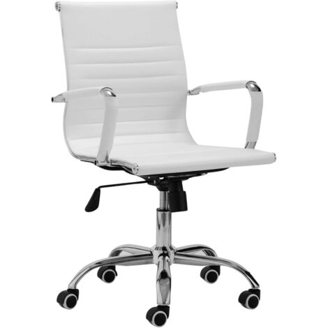 Silla giratoria Kira silla oficina blanca despacho moderno 64x64x89/99 cm (1/5)