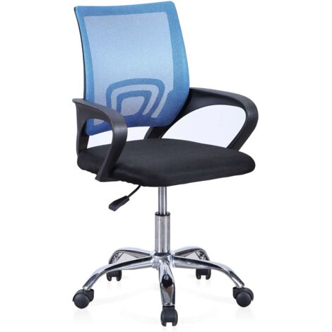 Silla de oficina Vita despacho Azul Negro giratoria apoyabrazos refuerzo lumbar tejido 3D transpirable metal 58x81x54 cm