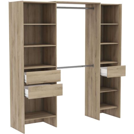 Vestidor Miami 2 Columnas Color Roble Kronberg Habitación Dormitorio Matrimonio Industrial 205x154-191x50cm