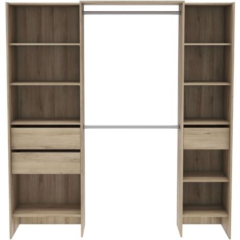 Vestidor Miami 2 Columnas Color Roble Kronberg Habitación Dormitorio Matrimonio Industrial 205x154-191x50cm