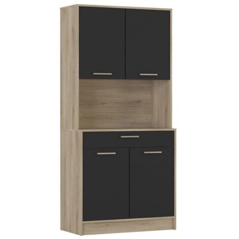 Armario Cocina Dolce 1 cajón 4 Color Roble Negro alacena Buffet Industrial 177x83x40