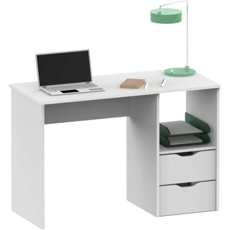Mesa Escritorio Estudio Oficina Eko con 2 Cajones en Color Blanco 76x115x50 cm