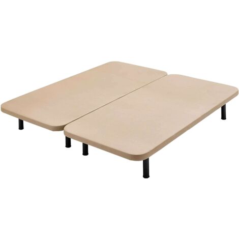 Base de cama XL 160x190 cm tubo 40x30 color beige 5 refuerzos tejido 3D transpirable (patas incluidas)