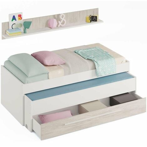 Pack Muebles Dormitorio Juvenil Completo Blancos Modernos (Cama + Armario + Escritorio) Incluye SOMIERES