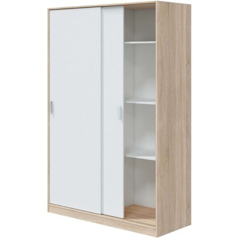 Pack Muebles Dormitorio Matrimonio Luca Completo Color Roble Y Blanco Habitación Moderno (cabecero + Armario)