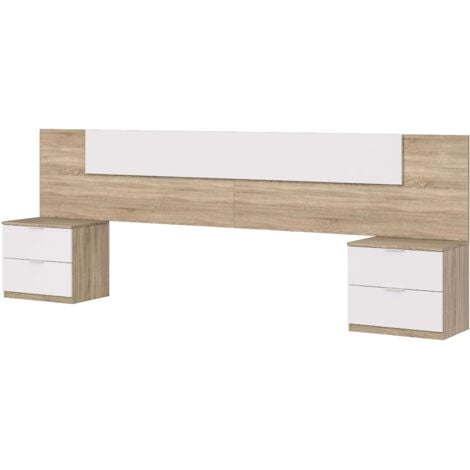 Pack Muebles Dormitorio Matrimonio Luca Completo Color Roble Y Blanco Habitación Moderno (cabecero + Armario)