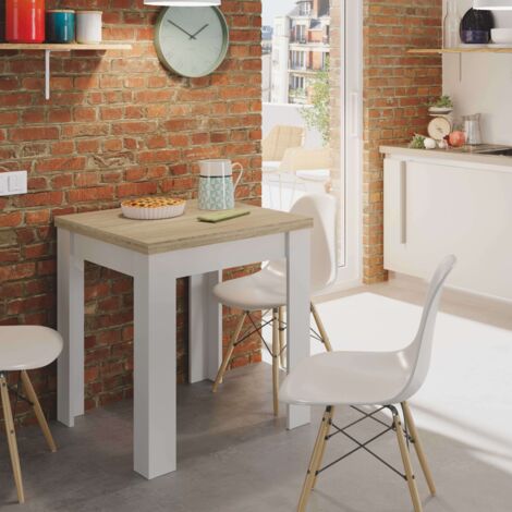 Mesa de comedor cuadrada Livre Blanco Artik (Blanco Mate) - Roble Canadian Medidacerrada:67cmMedidaabierta:134cm (ancho) x 79cm (alto) - Blanco Artik (Blanco Mate) - Roble Canadian