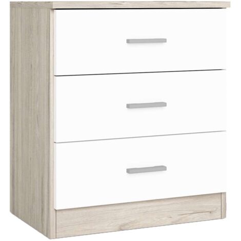 Mesita de tres cajones COUPLE tablero de partículas melaminizado color blanco / blanco y sahara 50x33,3x58 cm  SAHARA/BLANCO MATE