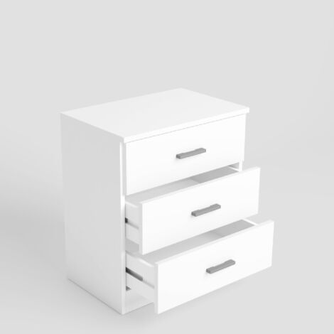 Mesita Noche, Mesilla de Noche, Mueble de Almacenamiento 3 Cajones Couple Dormitorio Blanco Mate 50x58x33 cm