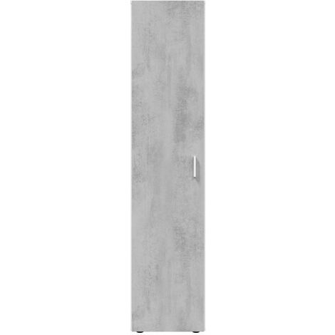 Armario multiusos alto 1 puerta 3 estantes columna auxiliar color blanco Artik y gris cemento 182x41x37 cm