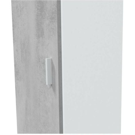 Armario multiusos alto 1 puerta 3 estantes columna auxiliar color blanco  Artik y gris cemento 182x41x37