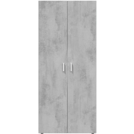 Armario multiusos alto 1 puerta 3 estantes columna auxiliar color blanco  Artik y gris cemento 182x41x37