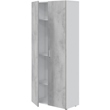 Mueble almacenaje 4 puertas BASIC blanco y cemento 102 x 163 cm