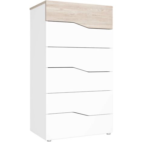 Comoda de 6 cajones Color Blanco y Sahara sifonier diseño Moderno 62x41x112 cm