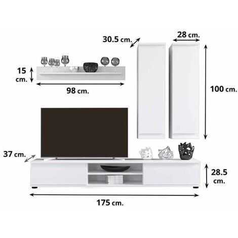 Mueble de salón Modular Barato Mini Acabado en Color Roble y Blanco diseño  Moderno con Mueble TV y Columna Lateral : : Hogar y cocina