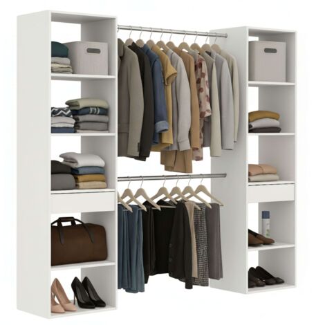 Mueble vestidor abierto Cloe en color Blanco Mate 200x200x50 cm