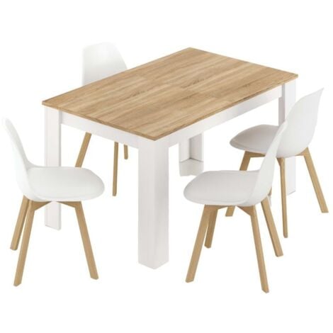 Conjunto de comedor de diseño nórdico MELAKA mesa extensible y 4 silla