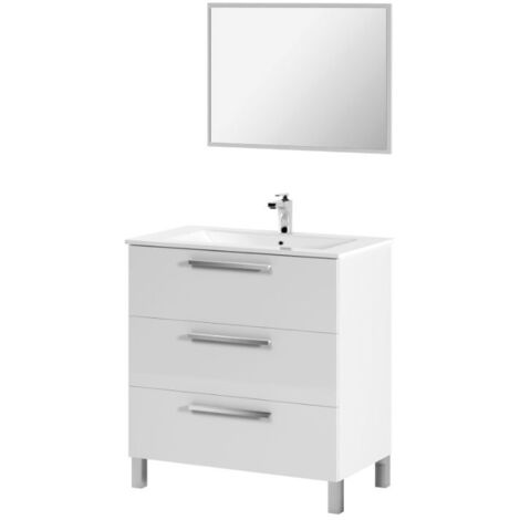 Mueble de baño con espejo incluido Taria 86x80 cm Color Blanco Brillo SIN lavamanos