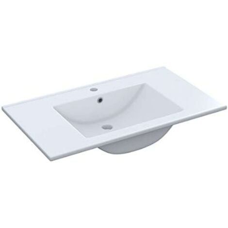 Mueble de Baño Taria Estilo Contemporáneo en Color Blanco Brillo con Espejo y 3 Cajones 80x86x45 cm (Lavabo Cerámico)