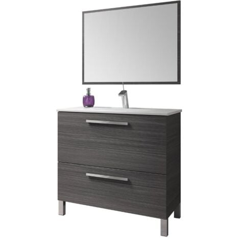 Mueble de baño Naida con espejo y lavamanos cerámico incluidos 80x45 cm color gris ceniza