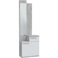 Mueble Recibidor con Espejo y Zapatero Karen Color Blanco Artik y Cemento 61x185x28 cm