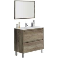 Mueble de baño con espejo y lavamanos cerámico incuidos Zenda 80x80 cm color Nordik
